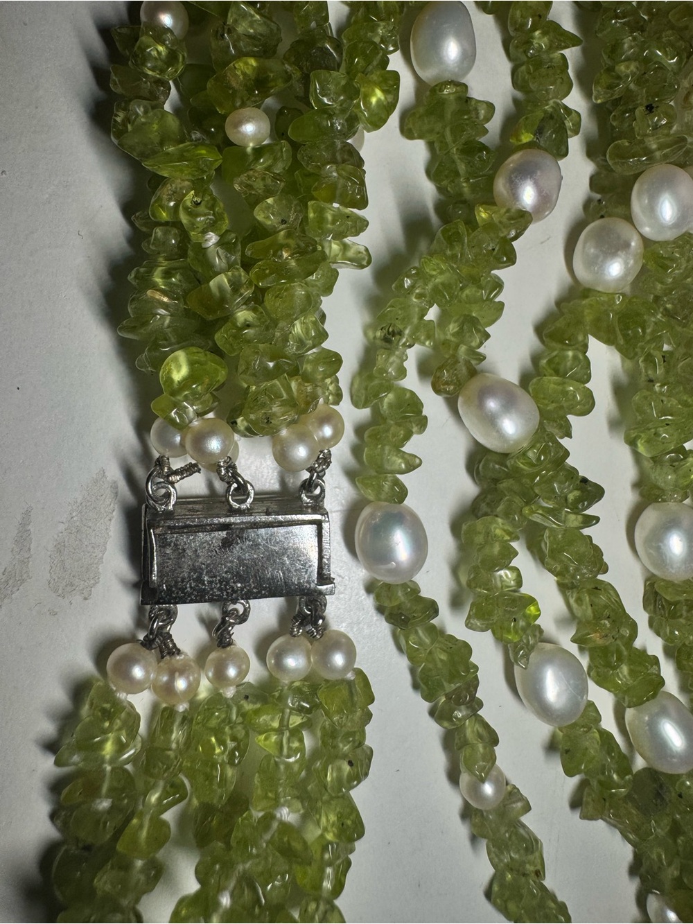 Peridot and Pearl Multi-Strand Necklace - Picture 10 of 11